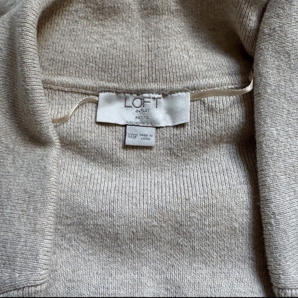 Loft Cardigan Sweater Women Cream Petite XXS Long Sleeve Open Front Pockets Soft - Picture 3 of 4